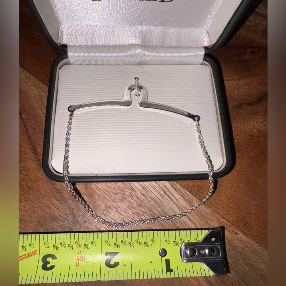 Silver Tone Bar Pendant Tie Chain Stafford Boxed Minimalist Modern